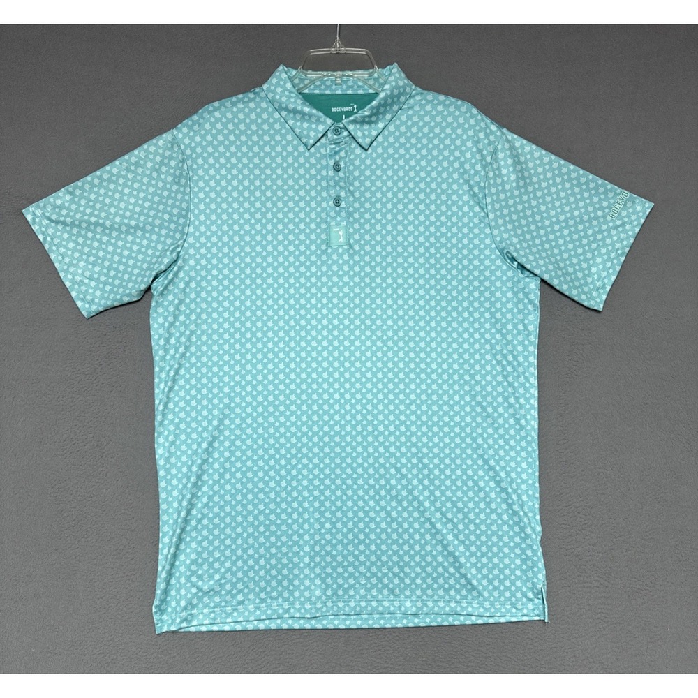 Bogey Bros Polo Shirt Mens L Geometric Golf Performance Birdie Finger AOP Preppy